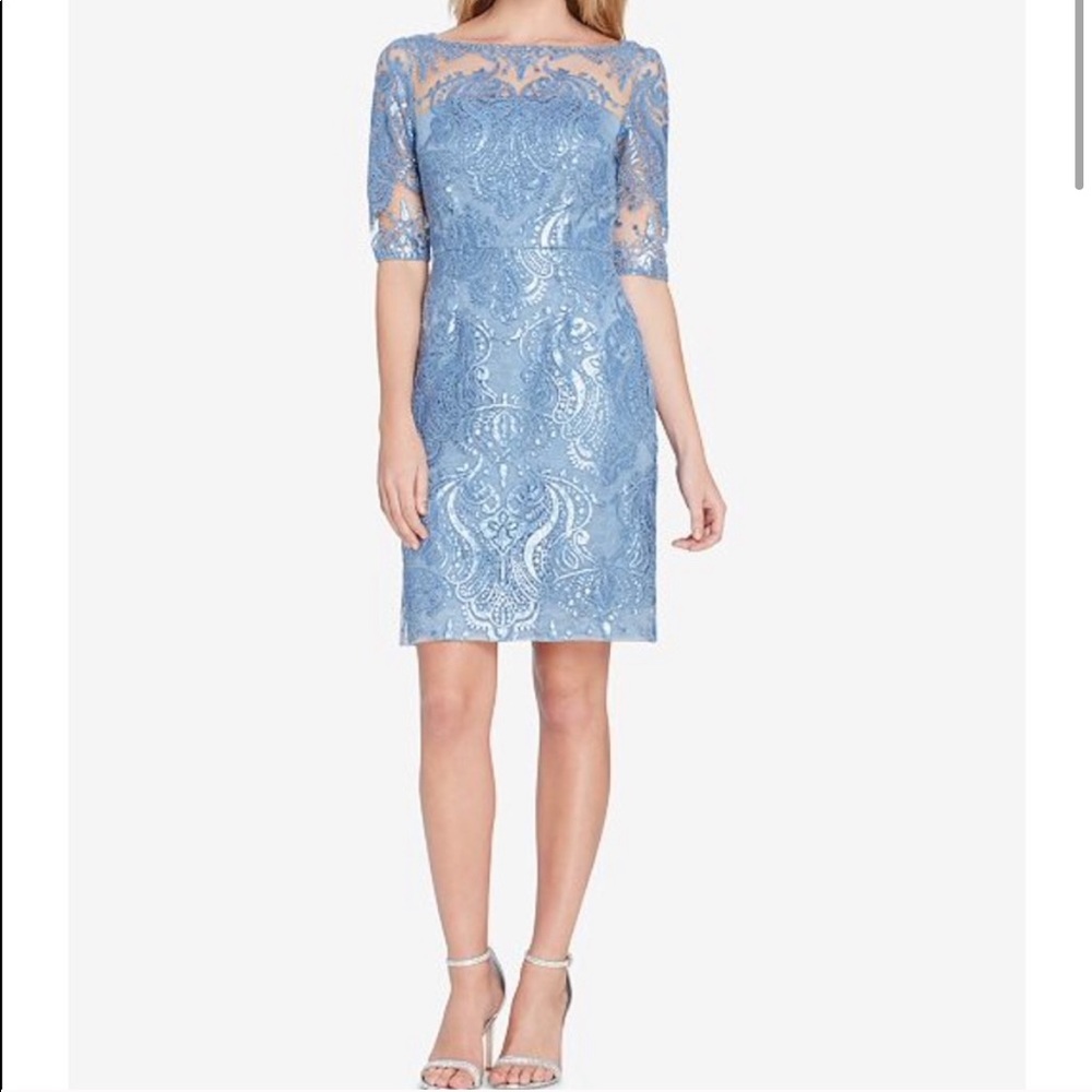 TAHARI periwinkle blue dress sequin perfect